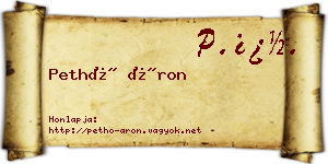 Pethő Áron névjegykártya
